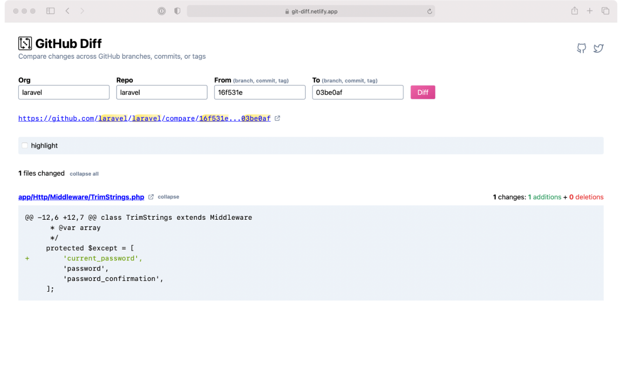 GitHub Diff gallery image