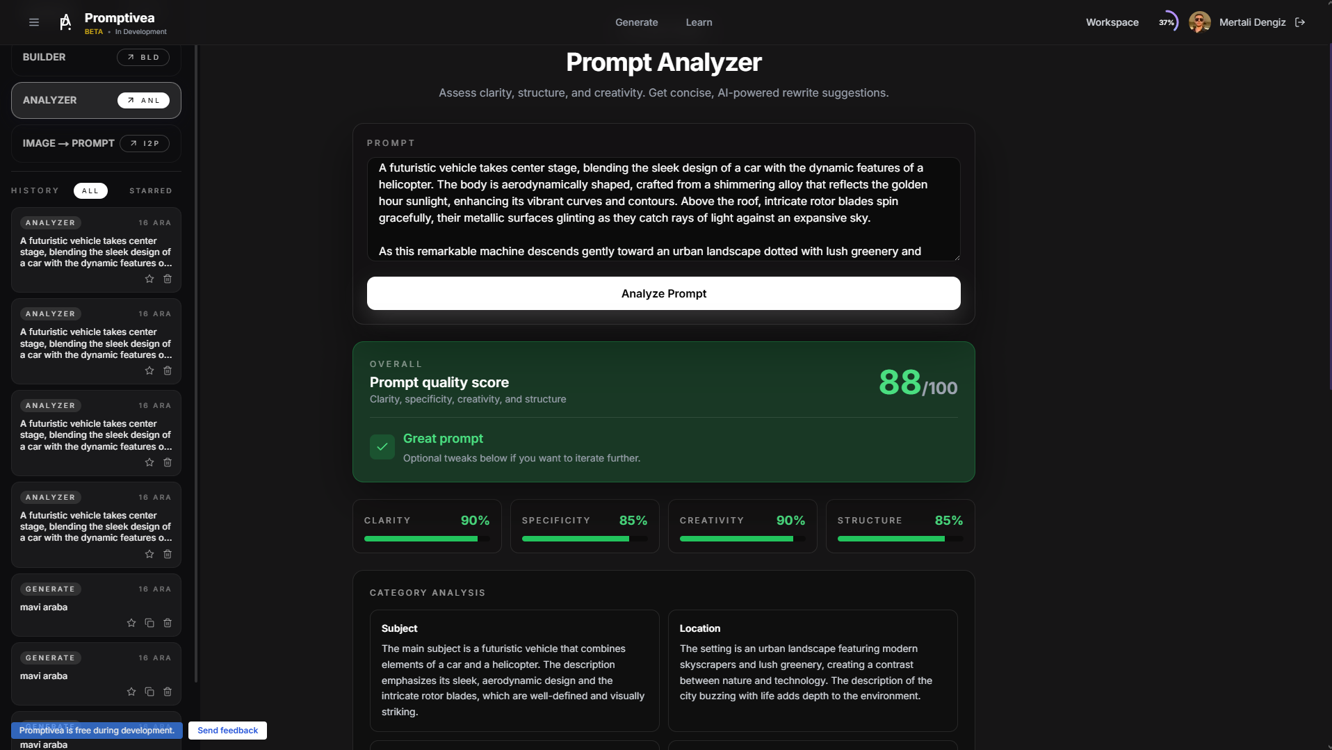 Promptivea.com - Screenshot 3 showing product features and functionality