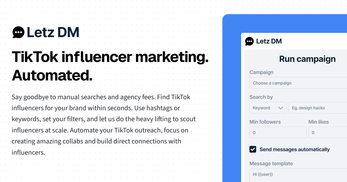 startuptile Letz DM-Find DM & collab with TikTok influencers