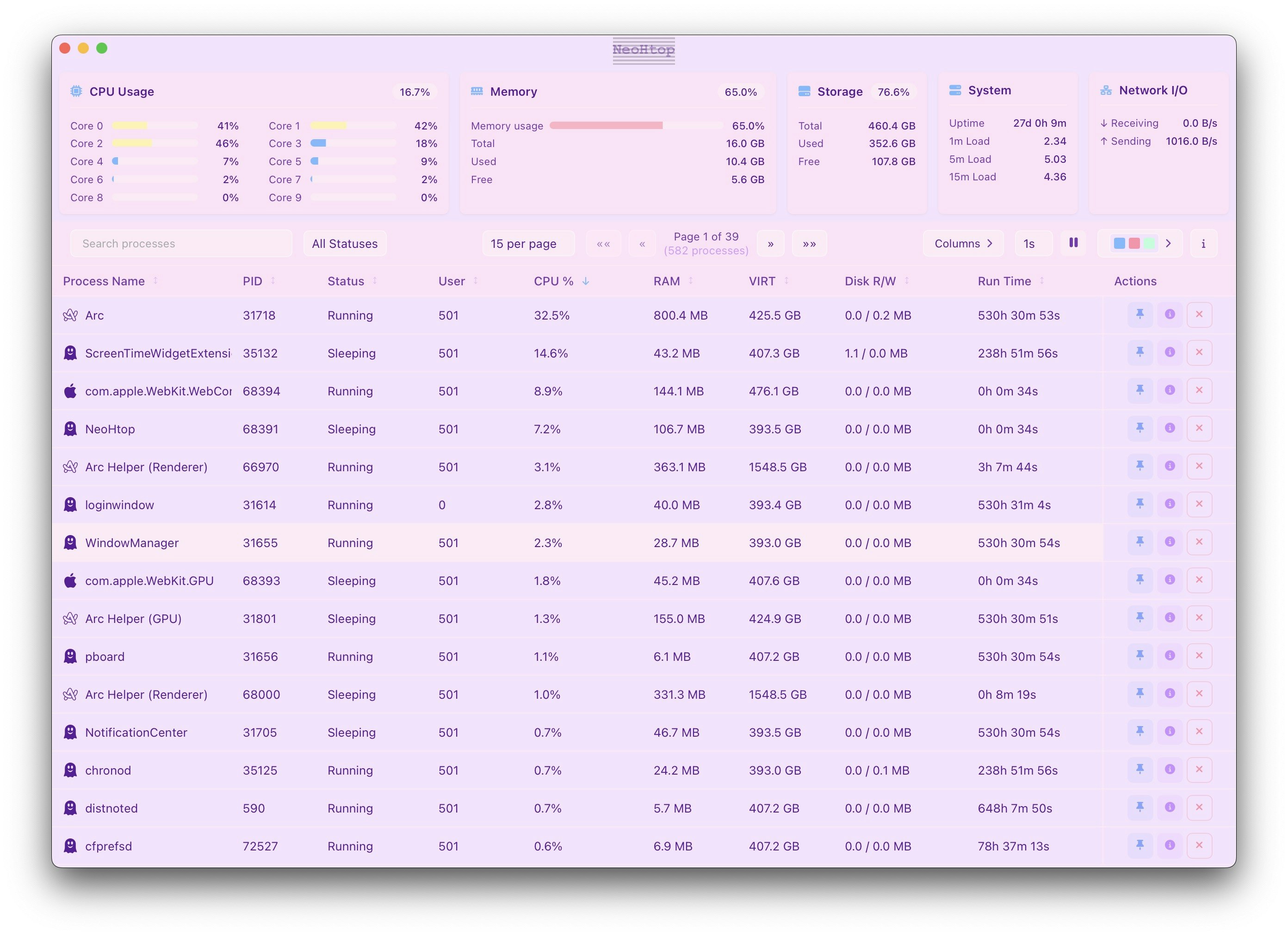 Neohtop - Een mooie, moderne cross -platformsysteemmonitor media 3