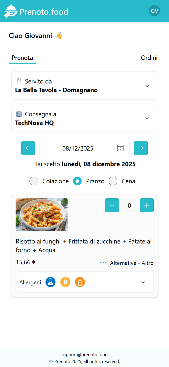 Prenoto.food - Screenshot 2 showing product features and functionality