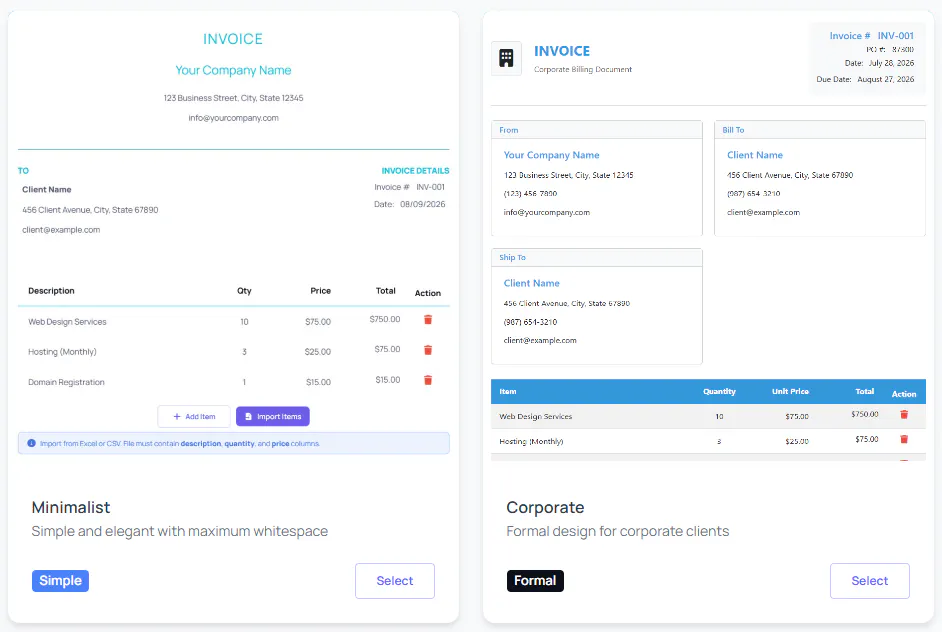 Free Invoice Generator by UtilifyZone gallery image