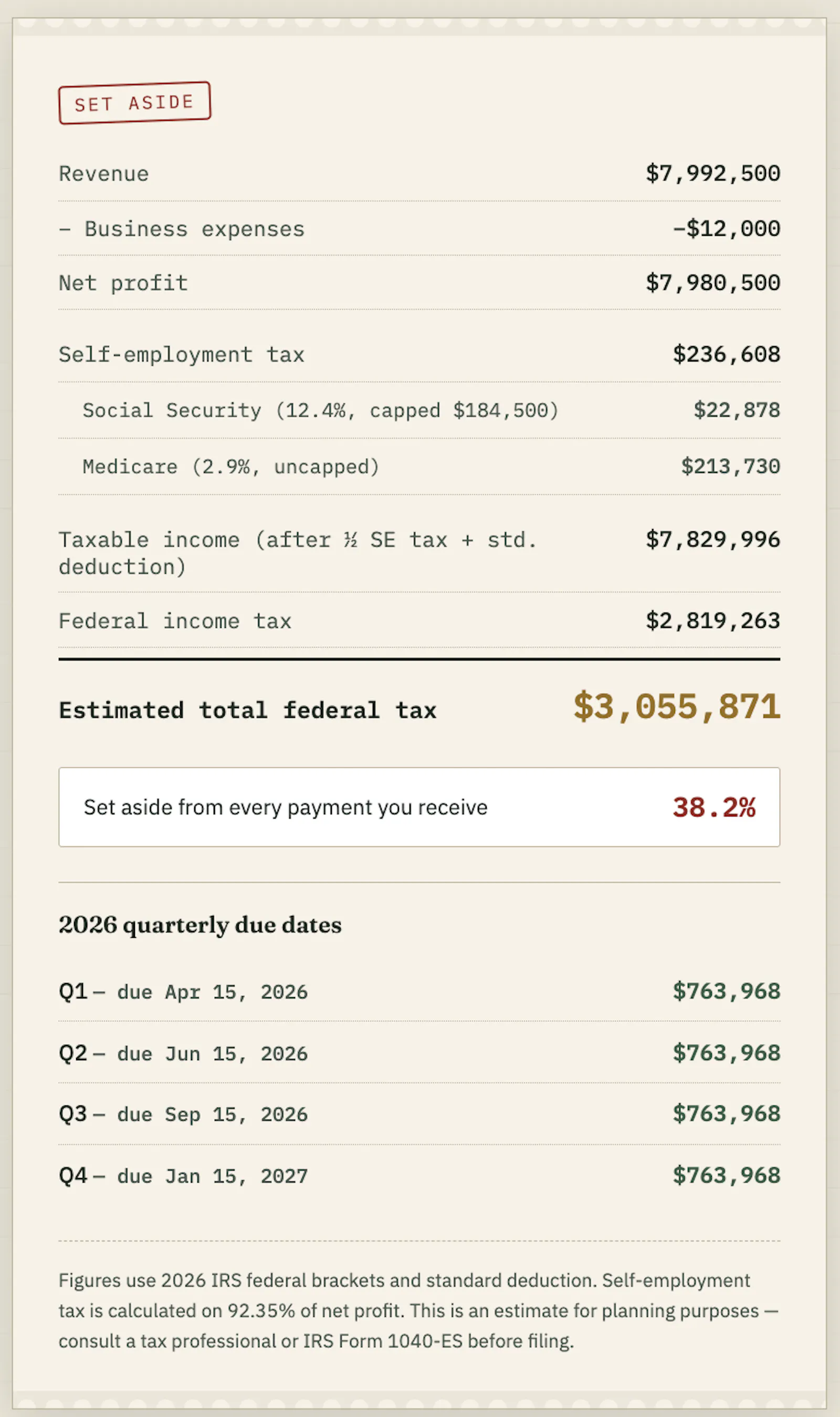 The Quarterly — Freelancer Tax Ledger screenshot 3