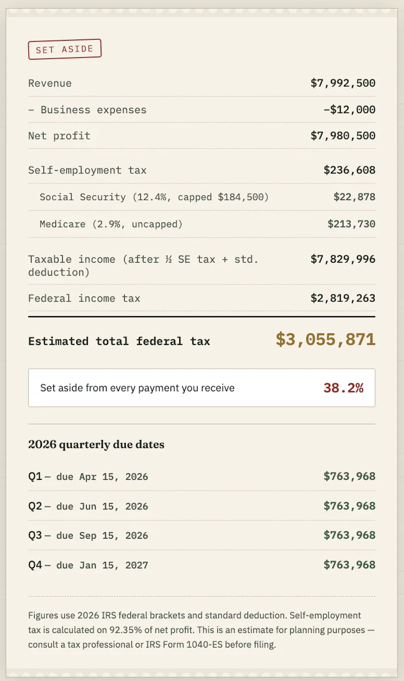 The Quarterly — Freelancer Tax Ledger screenshot 3
