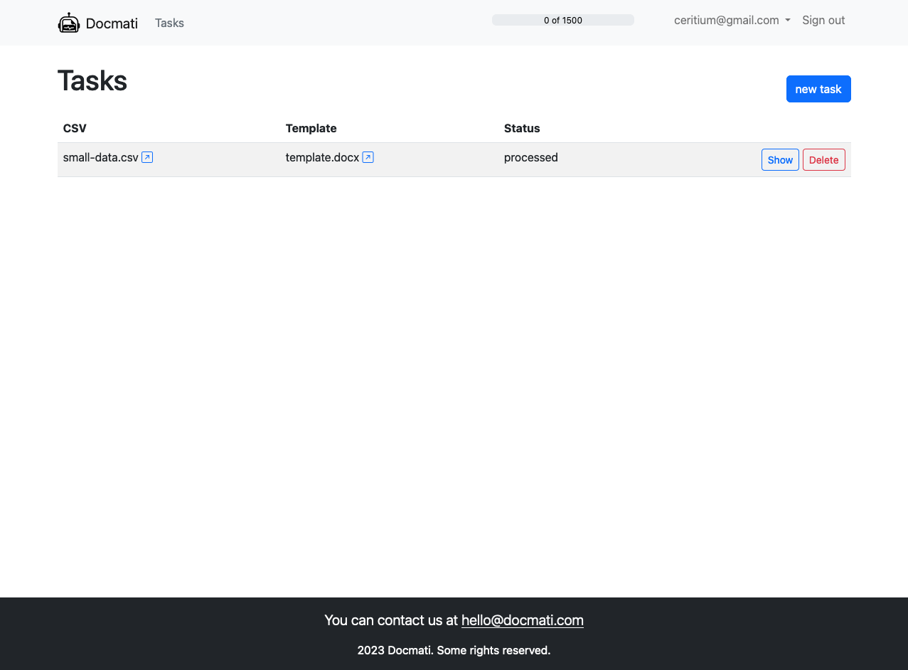 Docmati.com - Crear DOCX a partir de plantillas llenándolas con datos CSV media 1