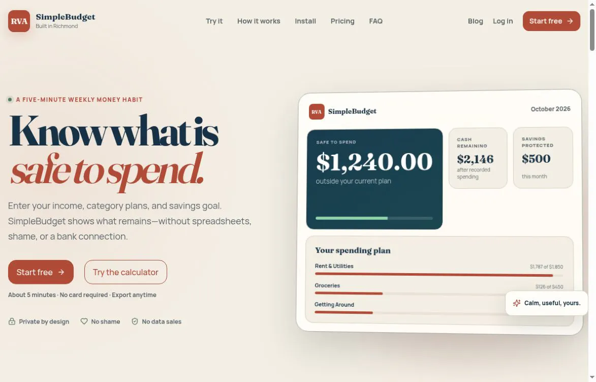 RVA SimpleBudget gallery image
