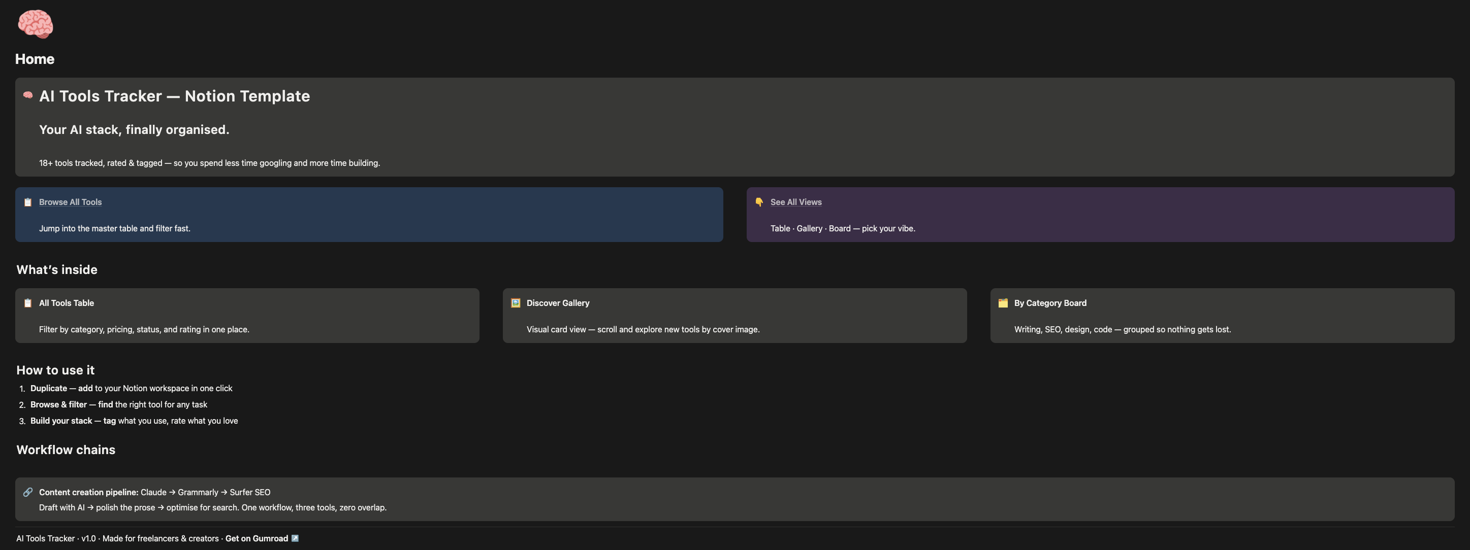 AI Tools Tracker - Notion Template gallery image