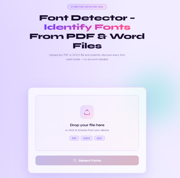 Font Detector – Simple & Fast Tool - Main product screenshot demonstrating key features and user interface