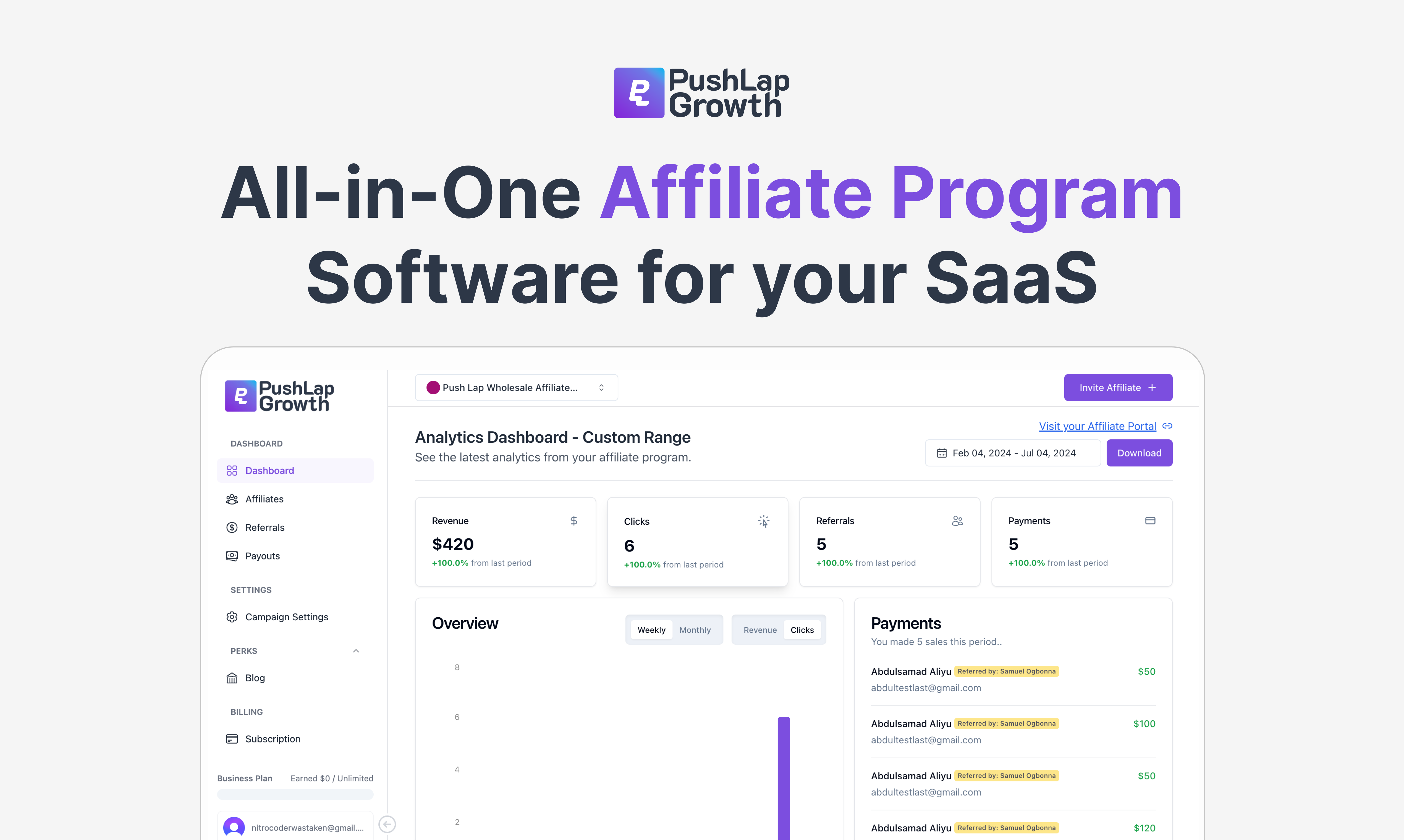 startuptile Push Lap Growth-All-in-One Affiliate Marketing Software for your SaaS