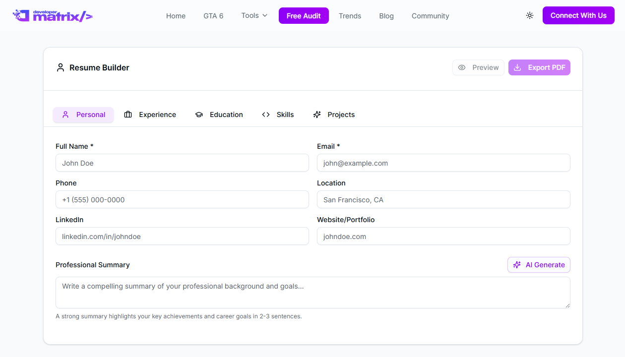 AI Resume Builder by DevelopersMatrix gallery image