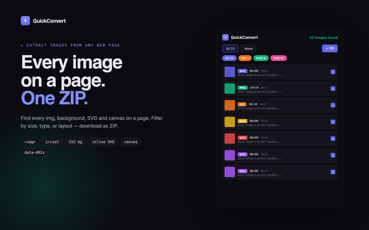 QuickConvert File Conversion in Chrome gallery image