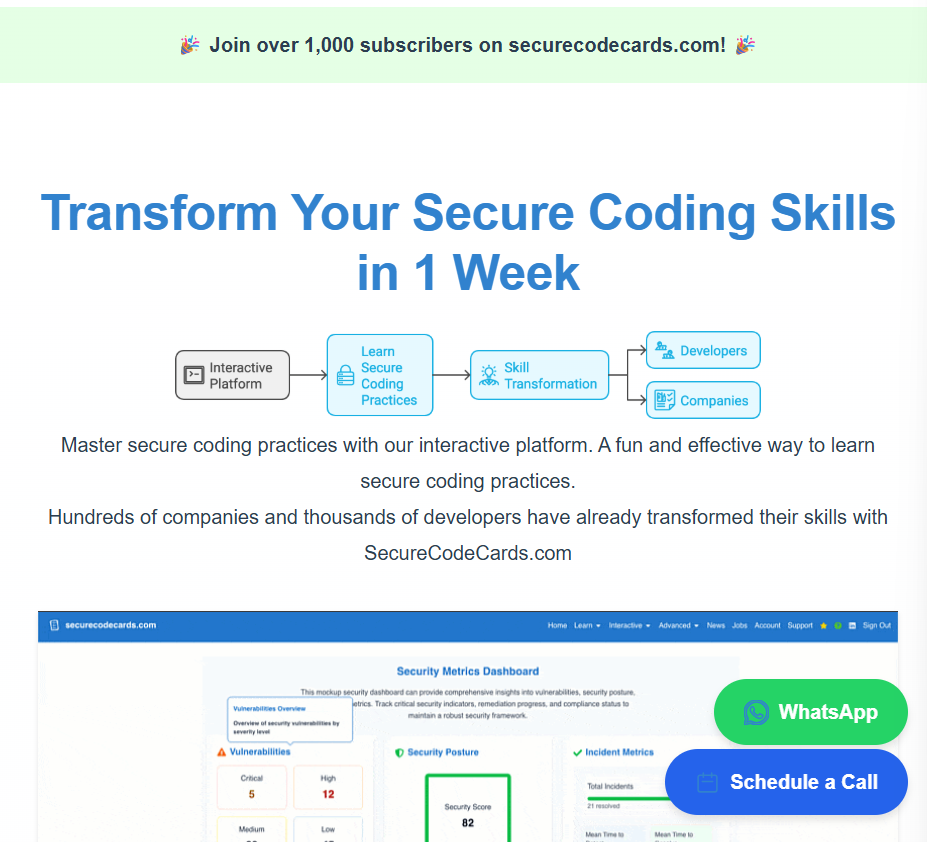 SecureCodeCards.com - Formazione interattiva per la sicurezza degli sviluppatori media 1