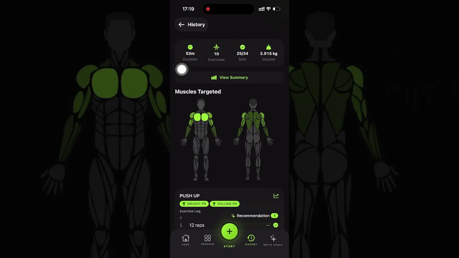 Repto - Workout Tracker screenshot 1 (video preview)