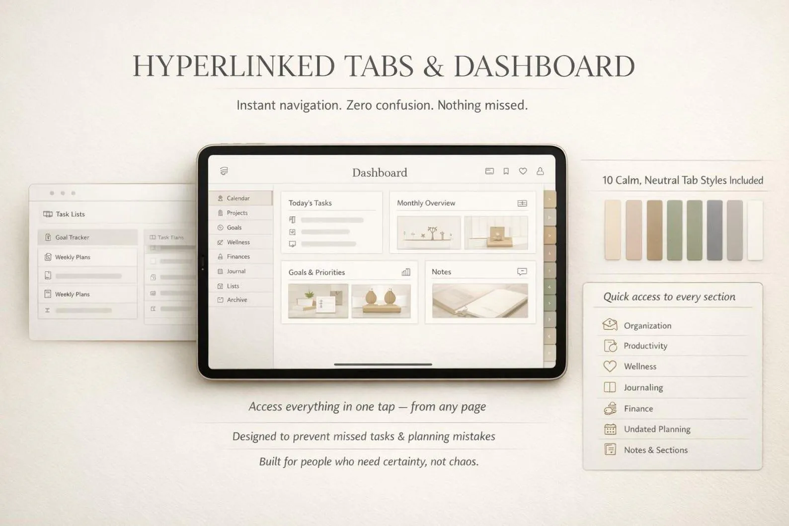 Cream Linen Digital Planner UI