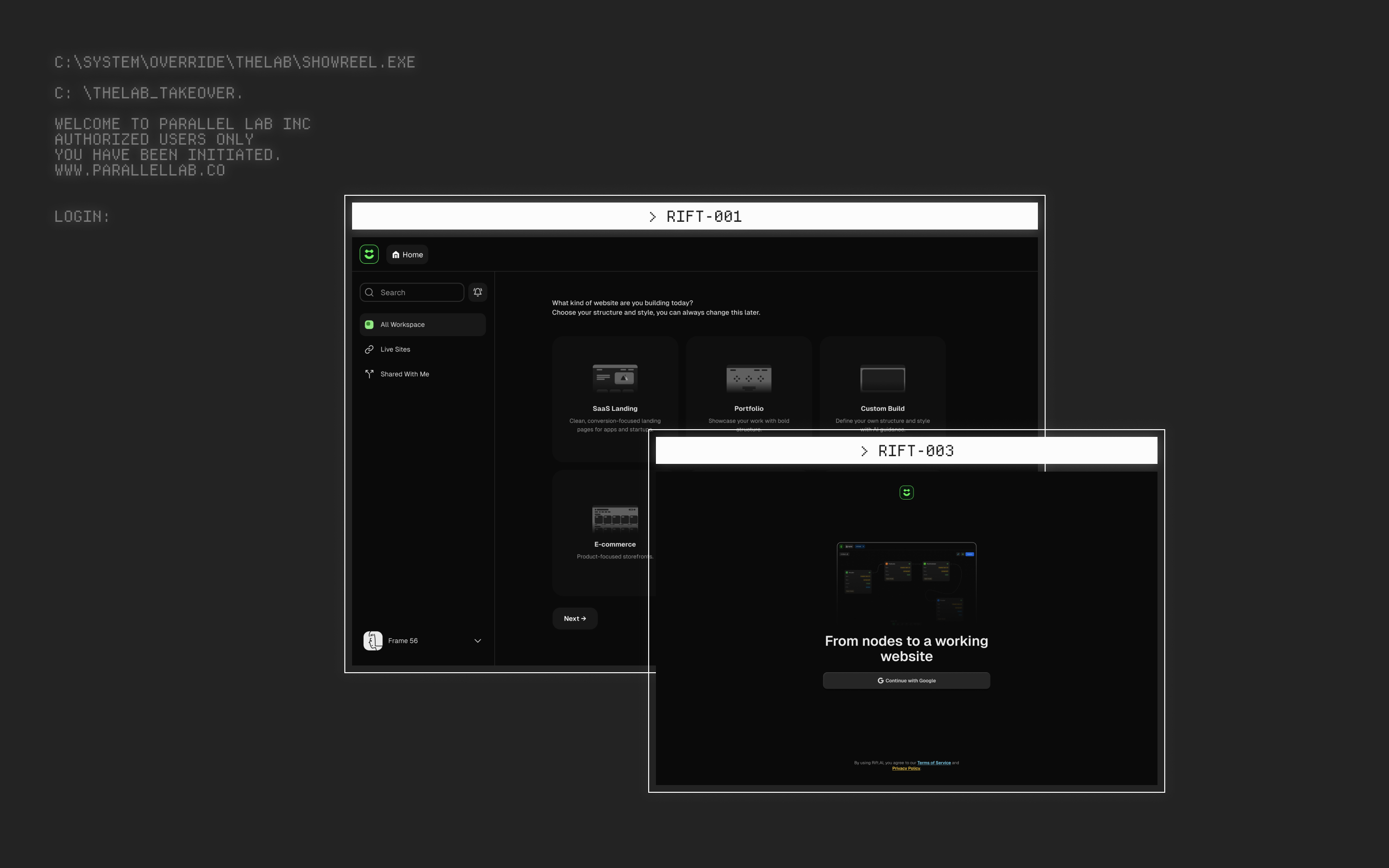 Parallel Lab Studio Webite - Screenshot 4 showing product features and functionality