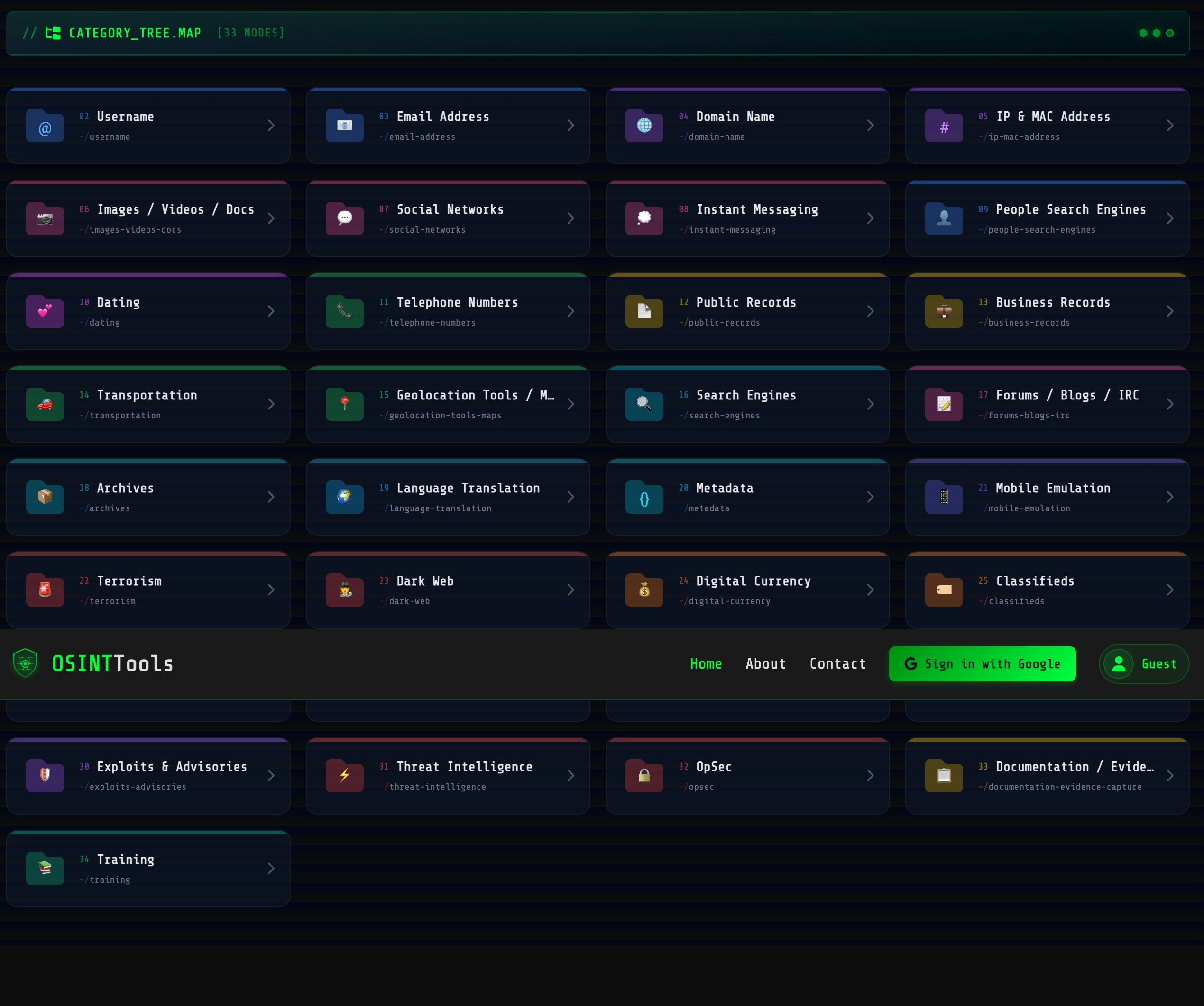 OSINT Tools - Screenshot 2 showing product features and functionality
