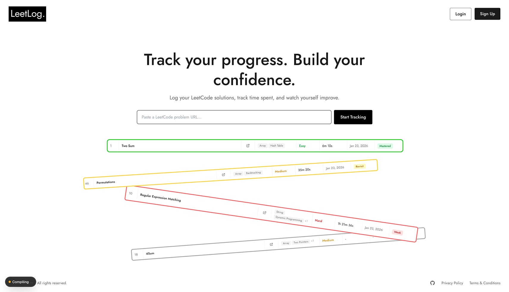 LeetLog - Main product screenshot demonstrating key features and user interface