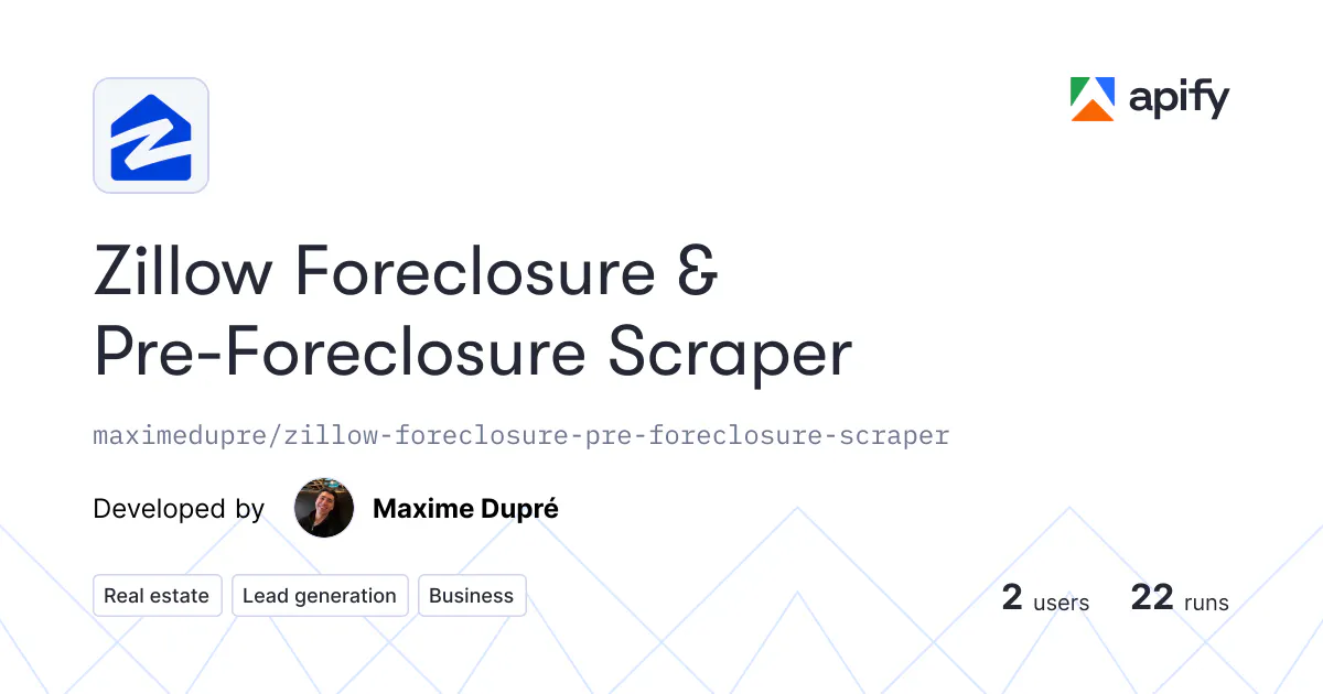 Zillow (Pre) Foreclosure Scraper gallery image