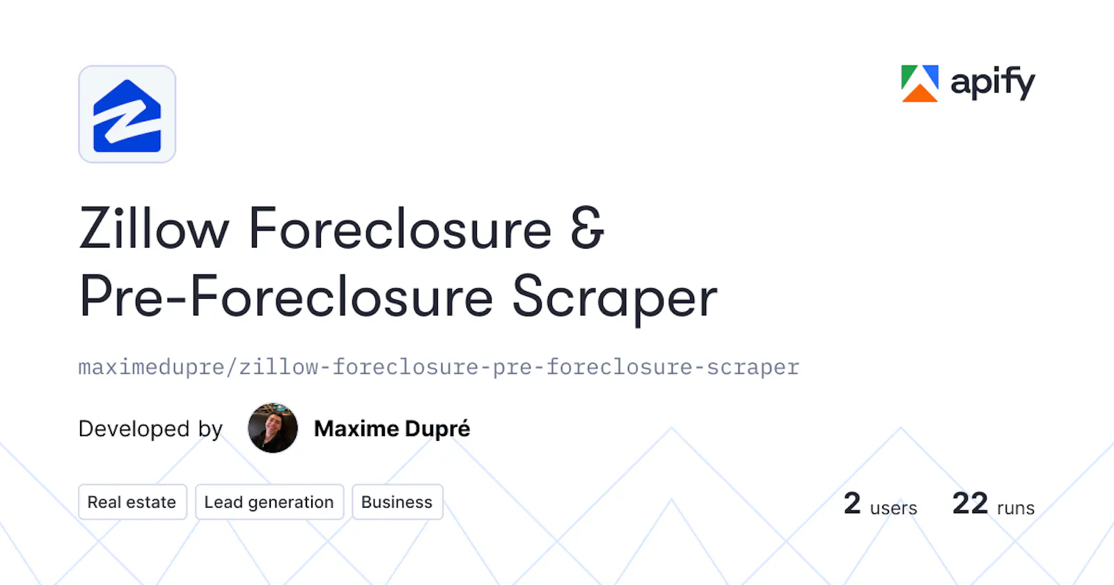 Zillow (Pre) Foreclosure Scraper screenshot 1
