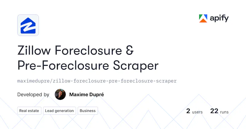 Zillow (Pre) Foreclosure Scraper screenshot 1