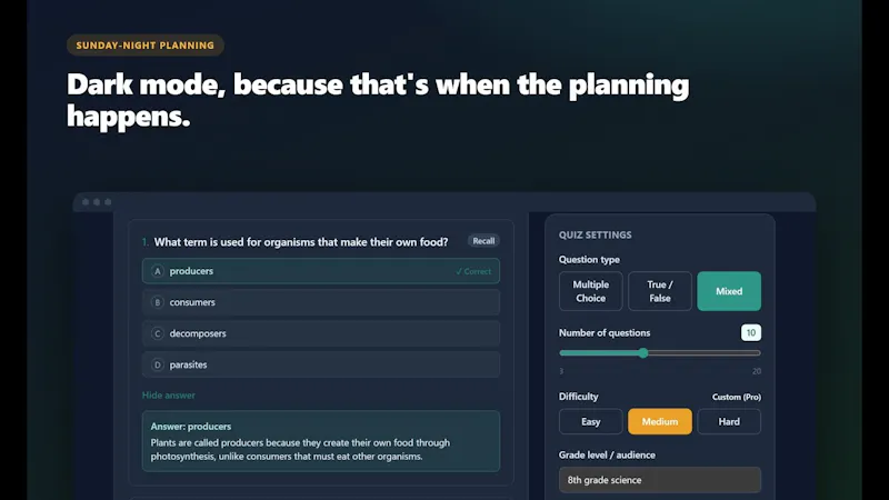 Educator Quiz Instantiator screenshot 1 (video preview)