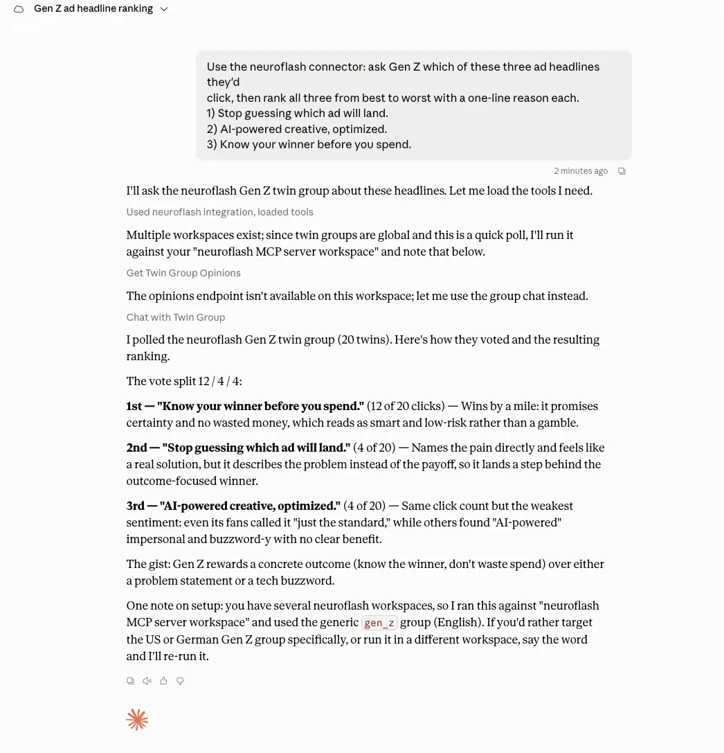 neuroflash MCP screenshot