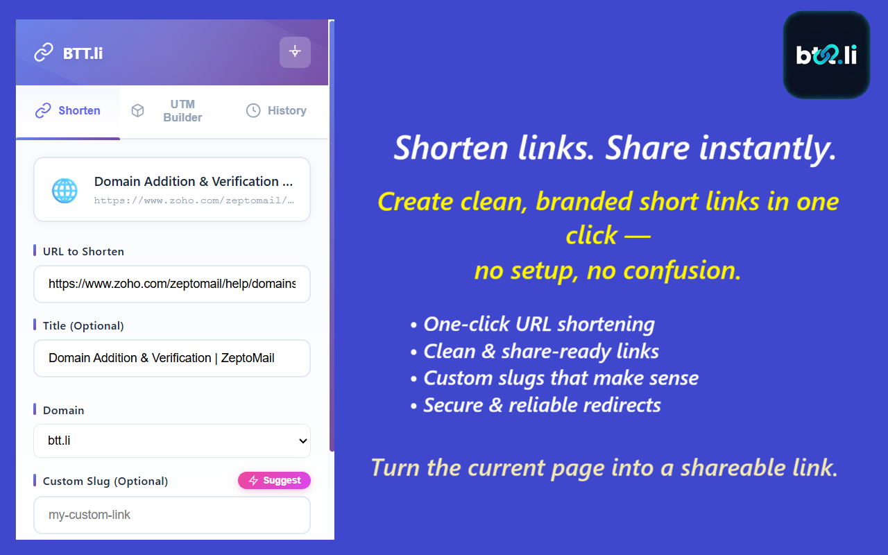 BTT.li - Screenshot 5 showing product features and functionality