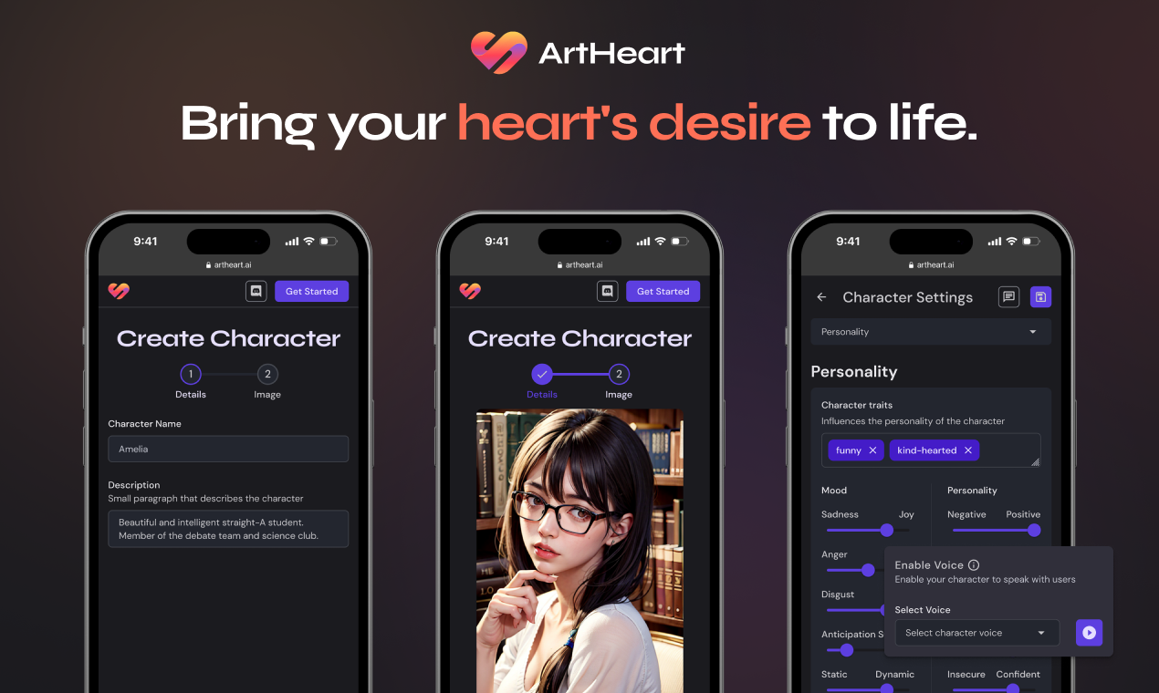 ArtHeart.ai - Ultimate AI 캐릭터 플랫폼을 즐겁게하고, 창조하고, 적립하십시오 미디어 2