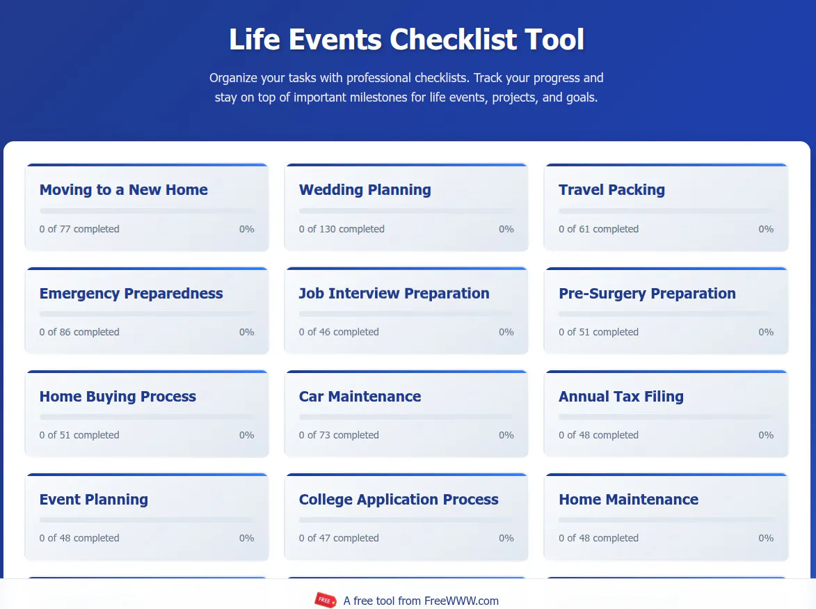 Life Events Checklist Tool gallery image