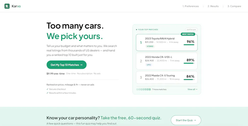 Karvo — Too many cars. We pick yours. screenshot 2