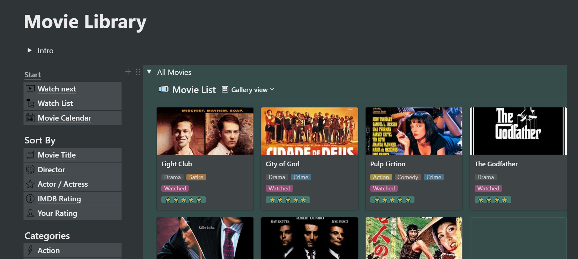 Notion Movie Library Template gallery image