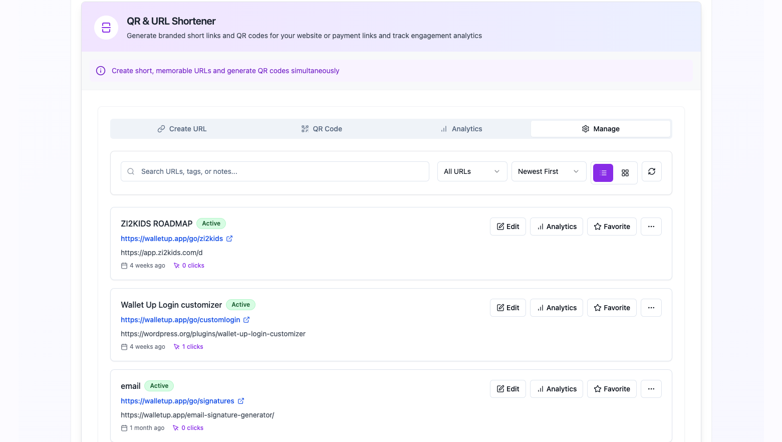 Wallet Up URL Shortener and ZenithQR gallery image