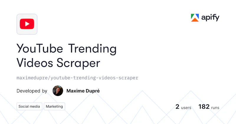 YouTube Trending Videos Scraper screenshot 1