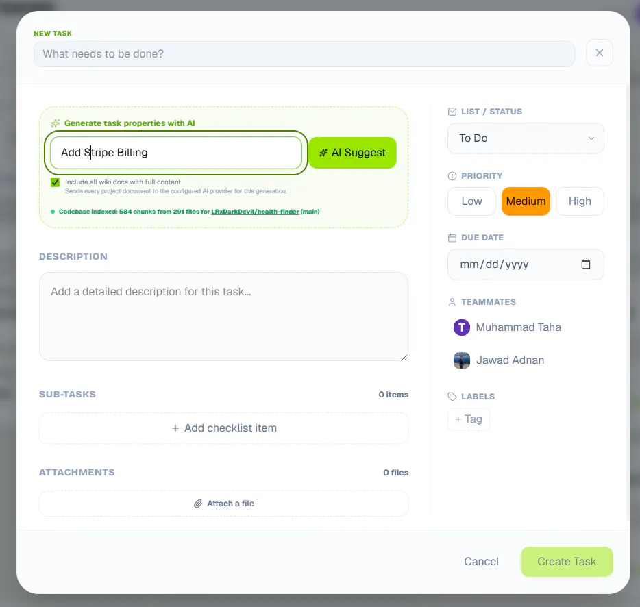 Orbicue, tasks that know your codebase gallery image