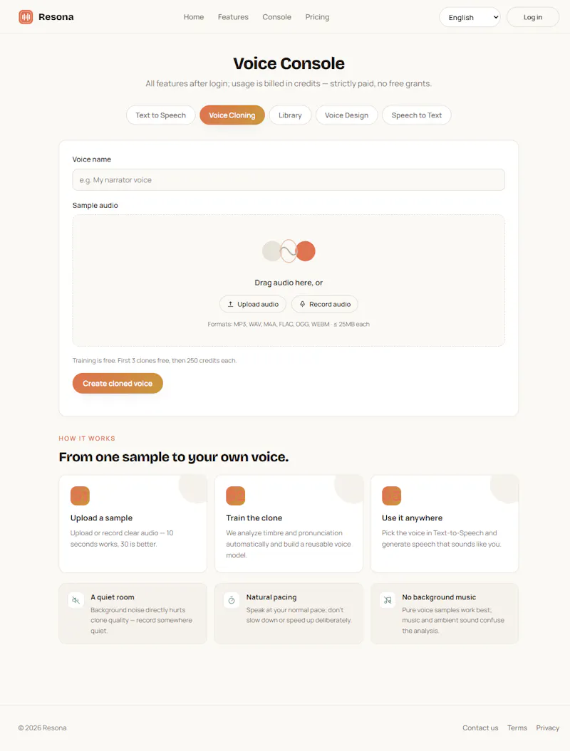 Clone voice,pay only for what you use screenshot 1