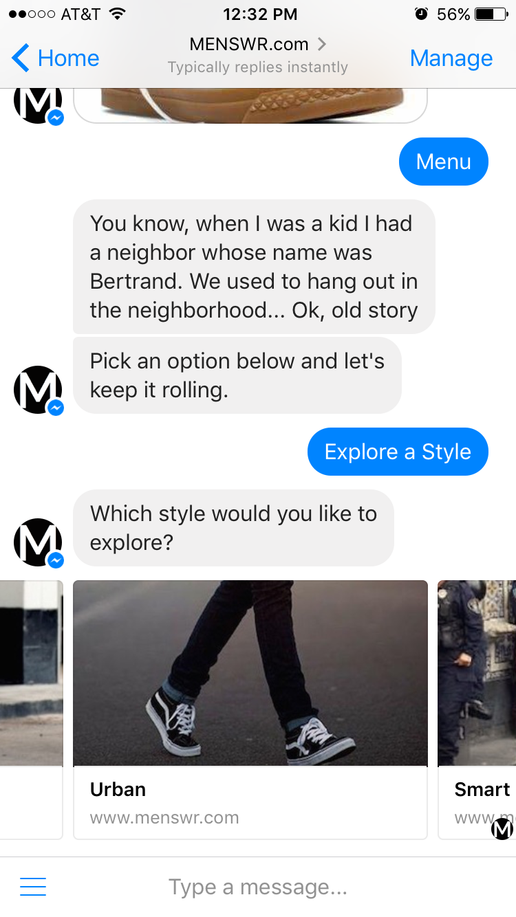 MENSWR Facebook Messenger App gallery image
