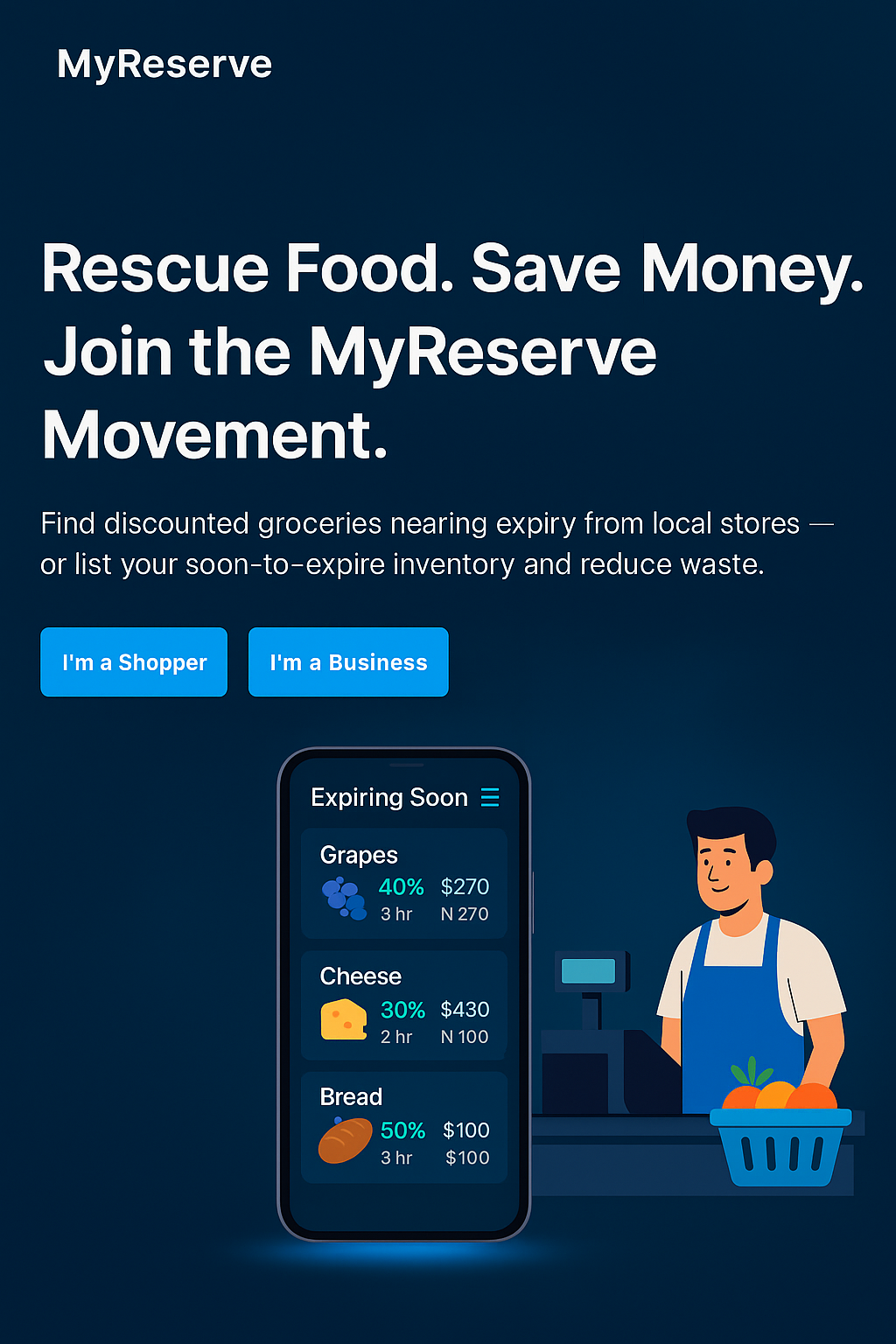 MyReserve - Acquista intelligente.Tagliare gli sprechi alimentari.Risparmia sui generi alimentari. media 2