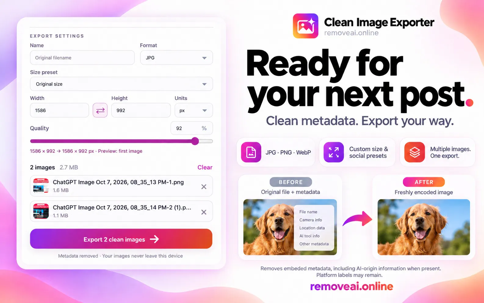 Clean Image Exporter gallery image