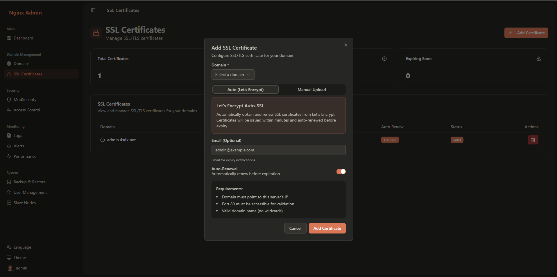 Média WAF - Plateforme de gestion avancée Nginx - Système Nginx WAF, gestion du domaine Surveillance en temps réel 7