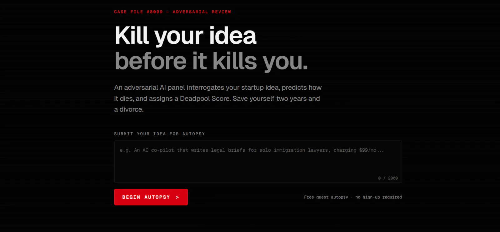 PreMortem screenshot 1