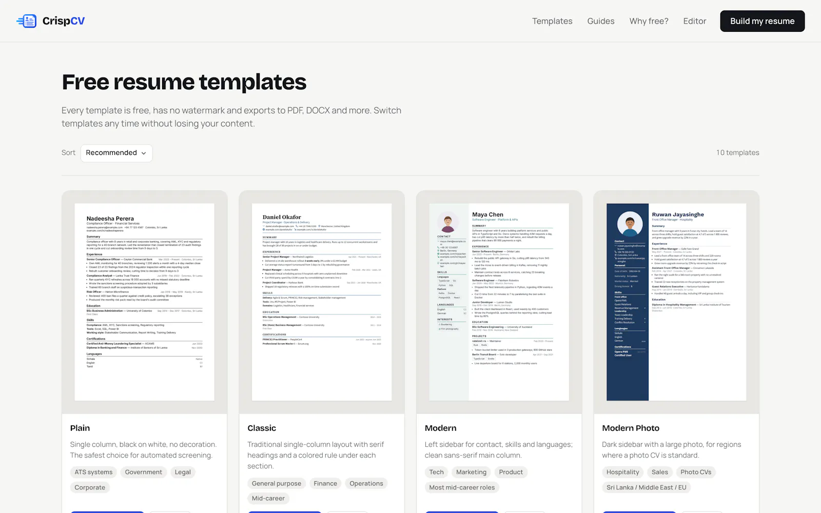 CrispCV screenshot 2