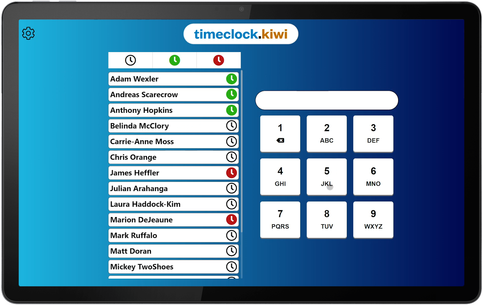 Mídia 4 de Timeclock.Kiwi - Um sistema de relógio de tempo de nuvem