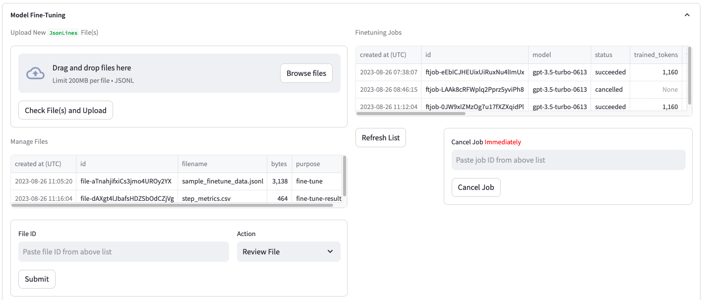 Openai Araçları - İnce ayar veri kümeleri, işler, metrikler ve modeller için süper uygulama medya 3