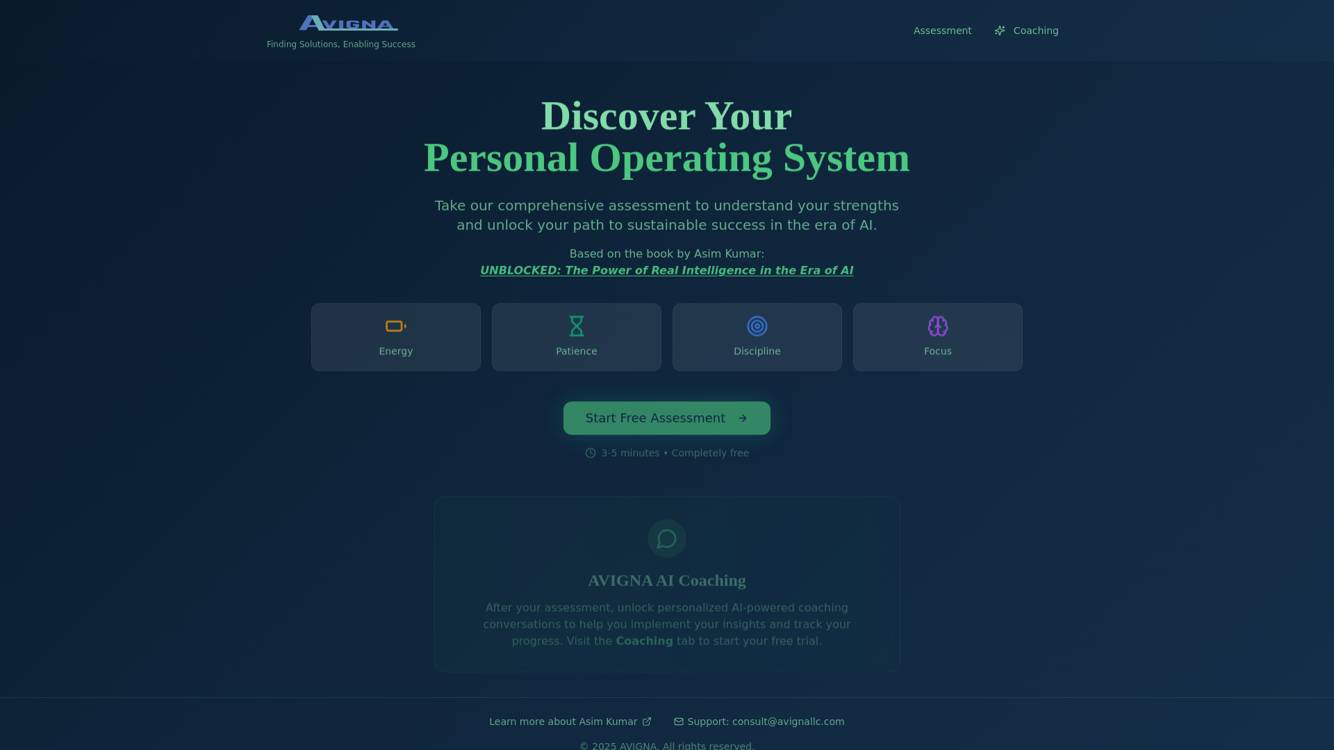 Personal Resilience Coaching App - Main product screenshot demonstrating key features and user interface