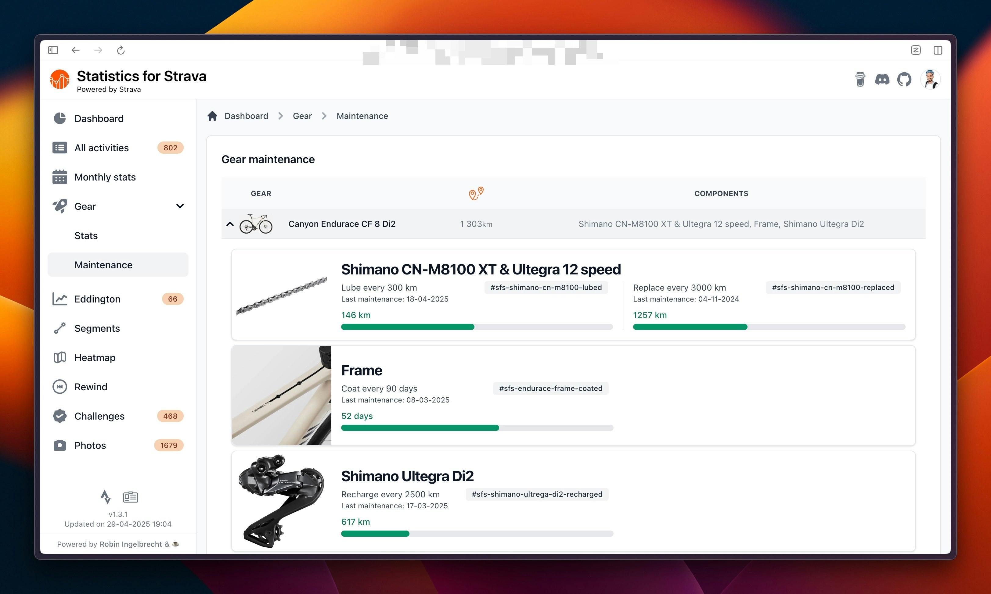 สถิติสำหรับ Strava - สถิติที่โฮสต์ตนเองสร้างขึ้นโดยใช้ข้อมูล Strava media 5