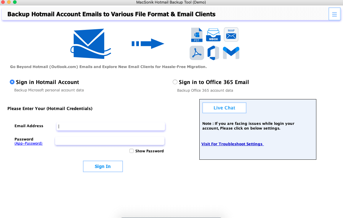 MacSonik Outlook.com Backup Tool - MacSonik Outlook.com Backup: Migrate Hotmail emails easily. media 1