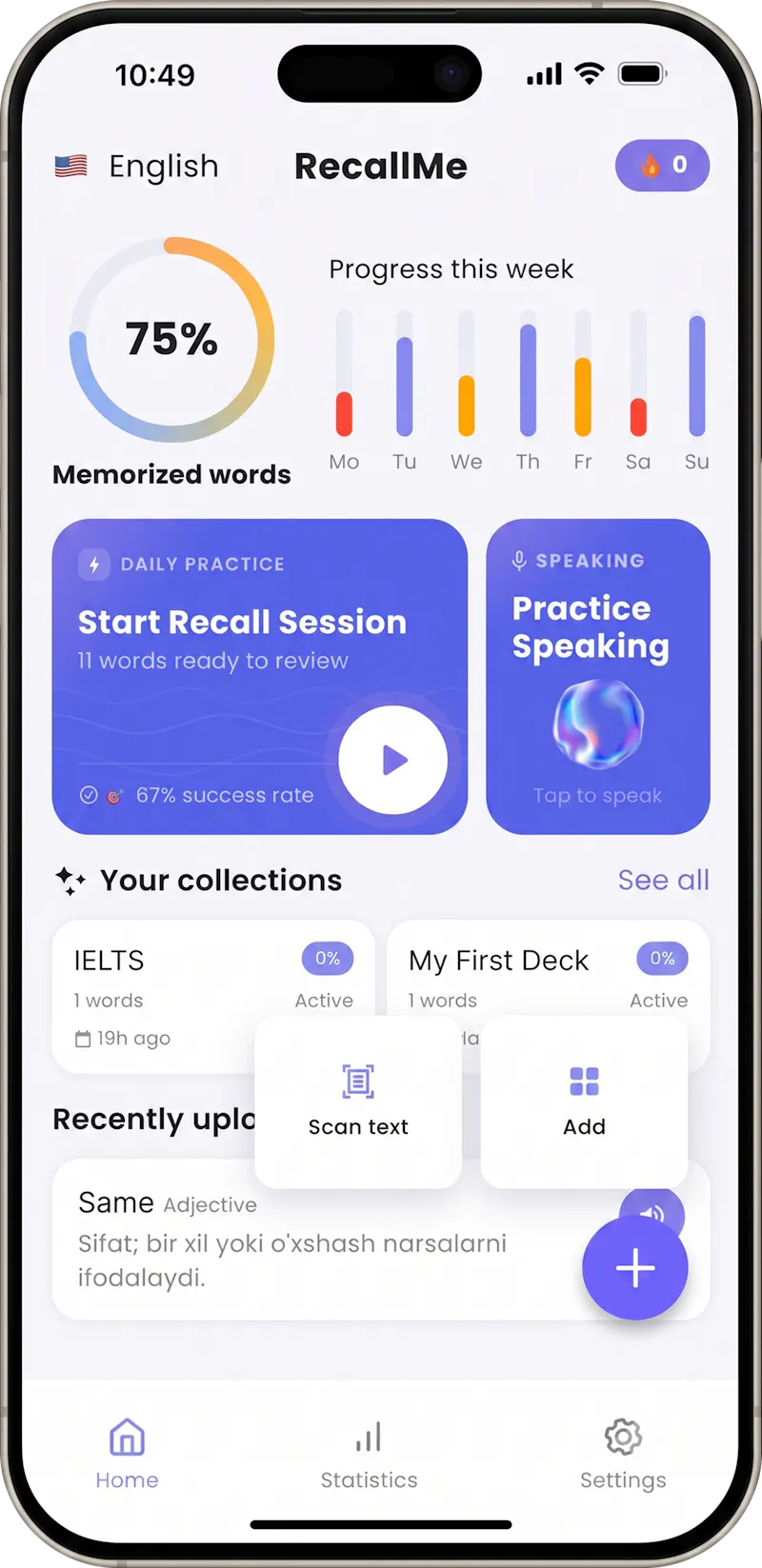 RecallMe: AI Vocabulary Coach screenshot 1