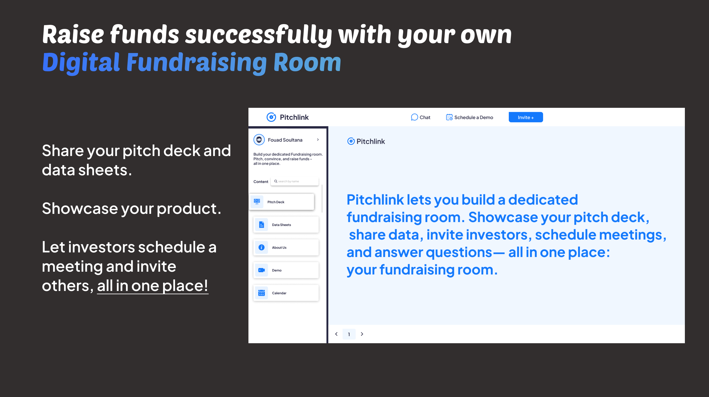 startuptile Pitchlink-Create your own dedicated fundraising room.