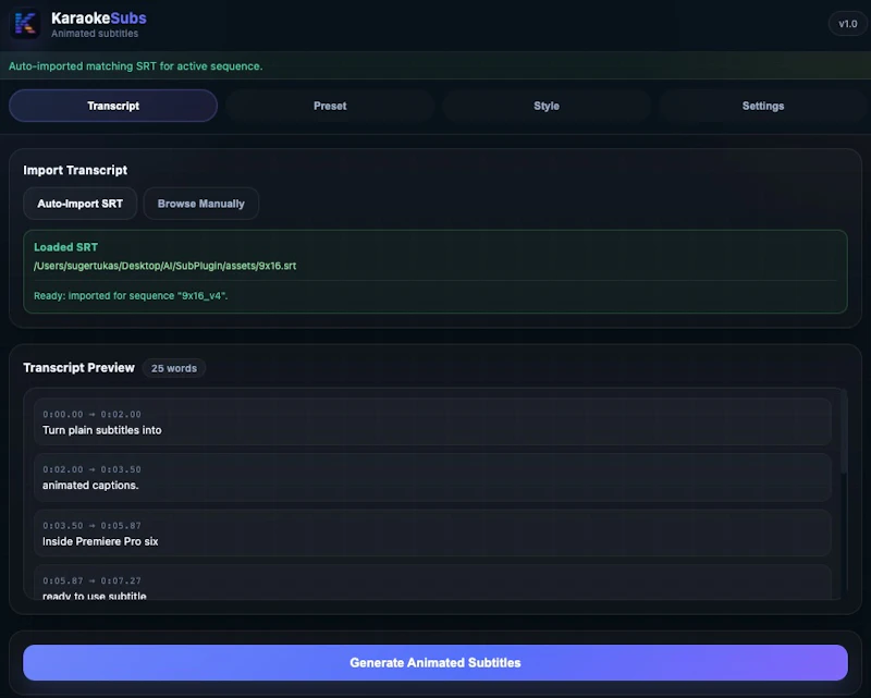 Karaokesubs for Premiere Pro screenshot 3