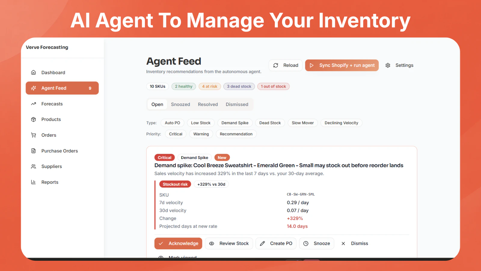 Verve AI ecommerce inventory agent screenshot 2